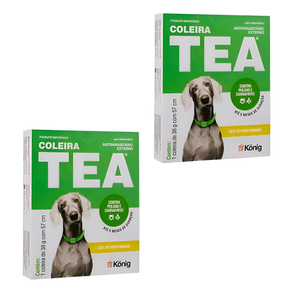 2x Coleira Antipulgas Tea Cães Grandes 5 Meses De Proteção