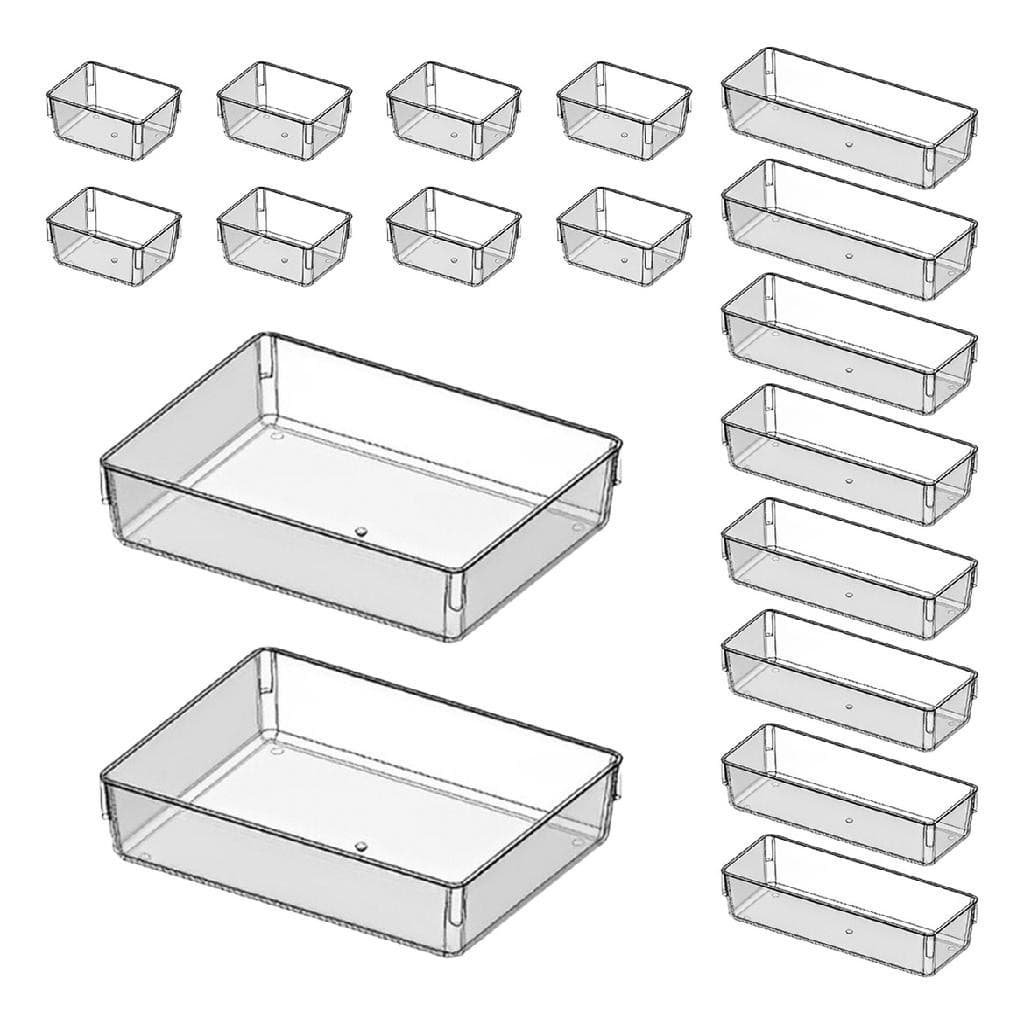 Kit 18 Organizadores Acrílico Cristal Modular Maquiagem