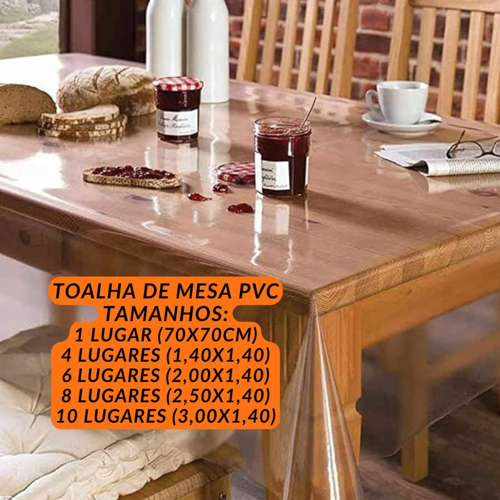 Toalhas de Mesa Transparente Proteção PVC Anti-Manchas 100% Imperveável