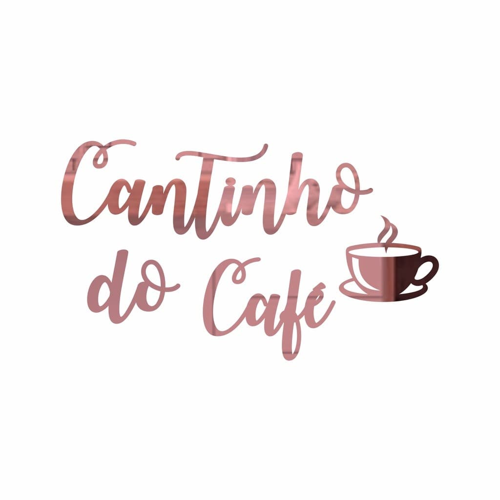 Espelho Decorativo Cantinho Do Café Em Acrílico com Xícara Rosê Gold