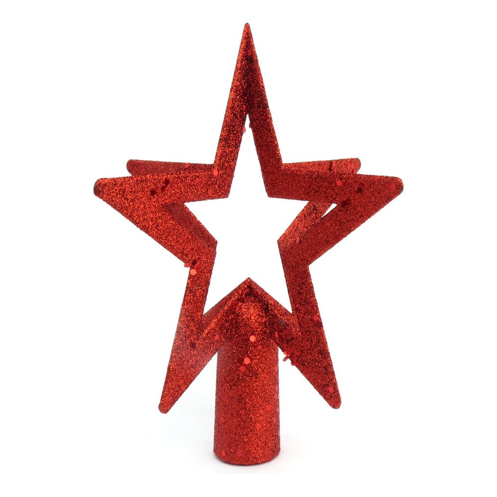 Ponteira Estrela Brilhante Vermelha Topo de Arvore de Natal