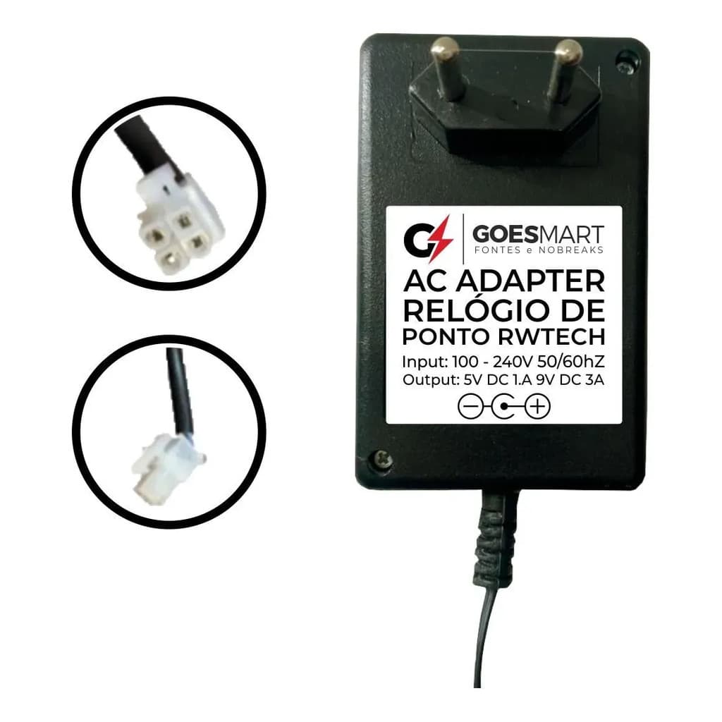 Fonte 5vdc 9vcv 4 Vias Relogio De Ponto Rwtech Bioprox-c 960
