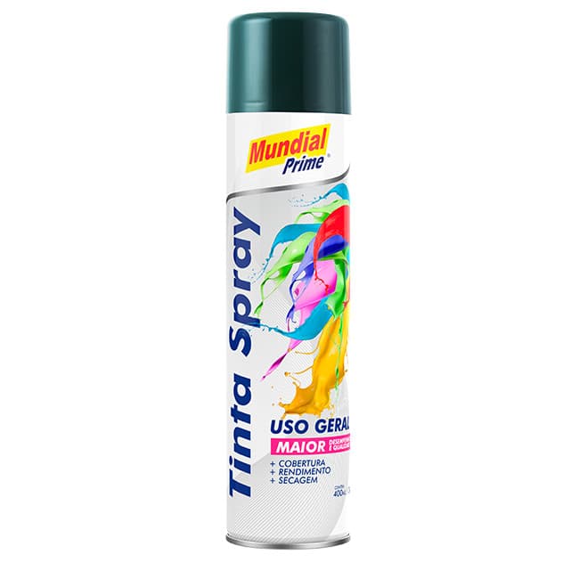 Tinta Spray Verde Escuro Uso Geral 400ml Mundial Prime Alta Cobertura