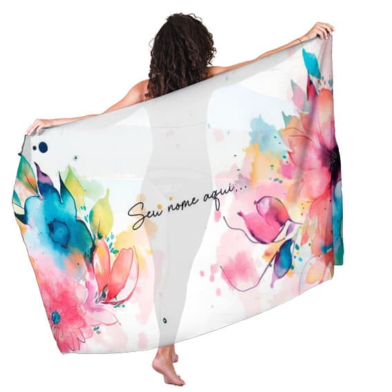 Canga Saida de Praia com nome personalizado 90x140cm