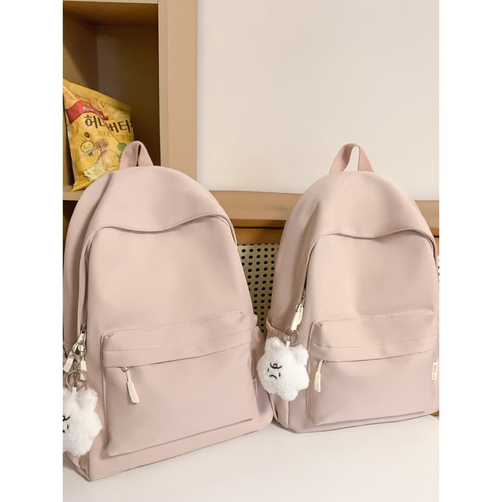 Mochila escolar feminina para estudantes do ensino médio, rosa, alto valor, cor sólida, simples, leve, japonesa, estudan