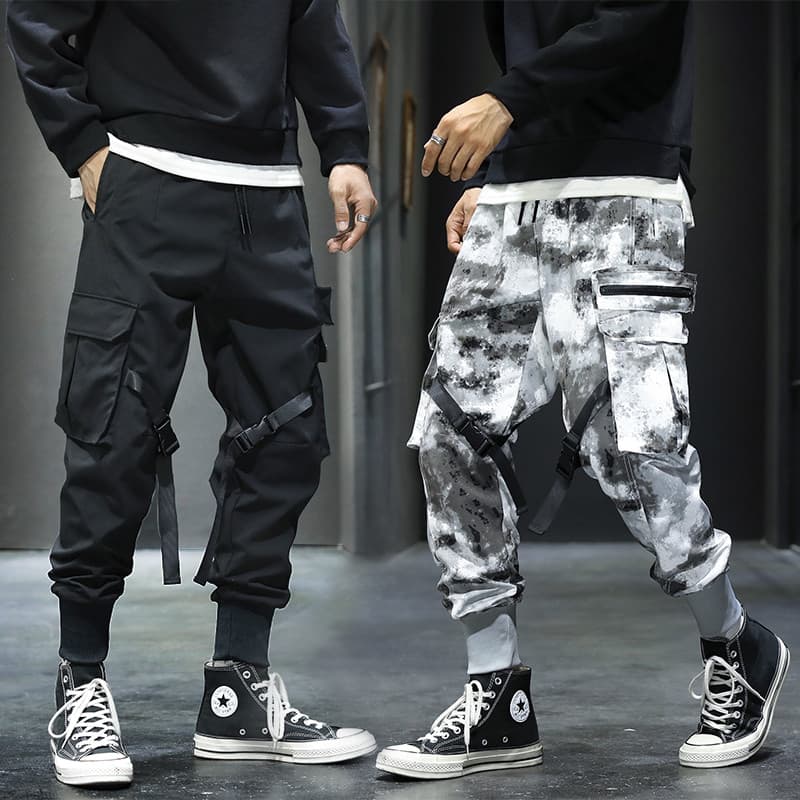 Estilo funcional macacão masculino Street Wear paraquedista calças masculinas outono inverno solto calças casuais grande