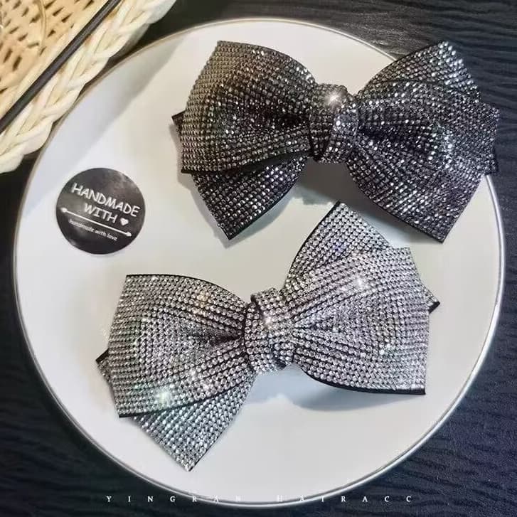 Grampo de cabelo com laço de diamante da moda feminina
