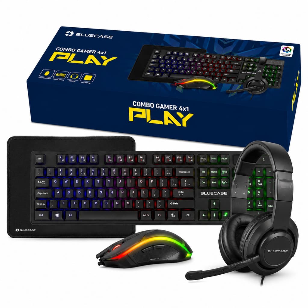 Kit Gamer 4 Em 1 Bluecase Teclado Mouse Headset RGB