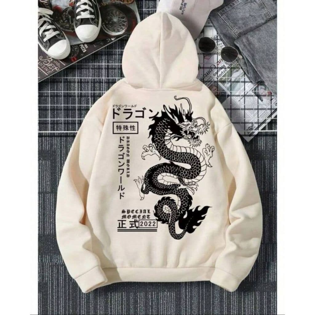 Moletom Feminino Masculino Flanelado Com Capuz Bolso Frontal Premium Dragão Chinês Casaco Unissex Inverno Frio Blusa