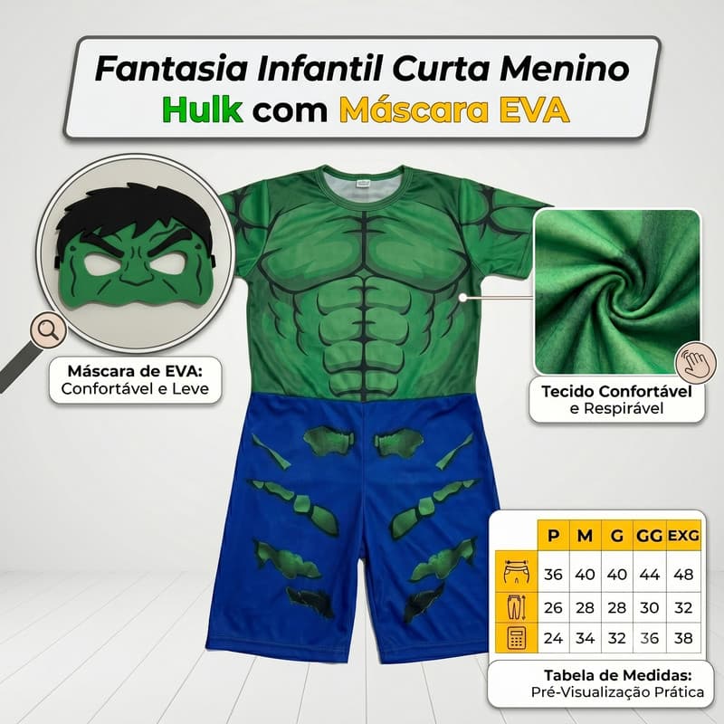 Fantasia Infantil De Super Herói Musculoso Com Máscara