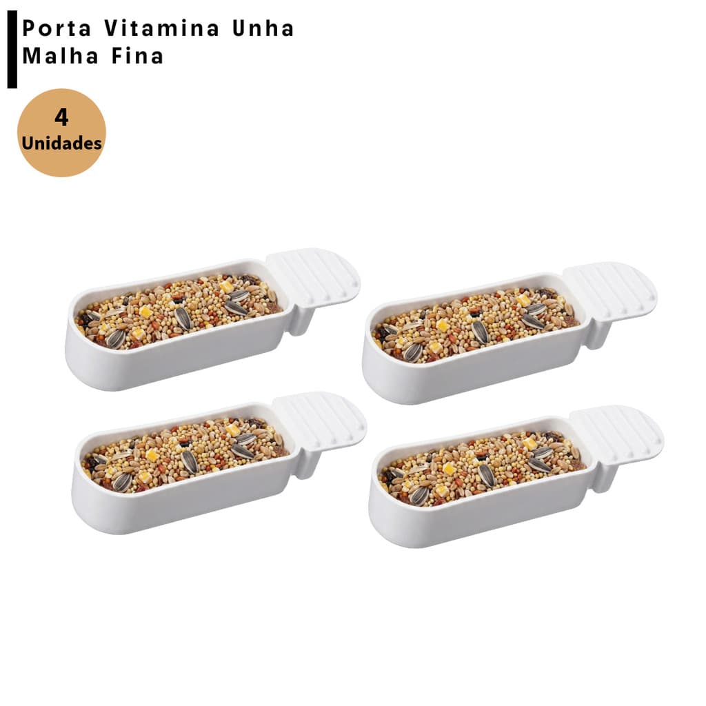 4 Porta Vitamina Suplemento Comedouro Unha Malha Fina 10ml- Coleiro Curio Passaros