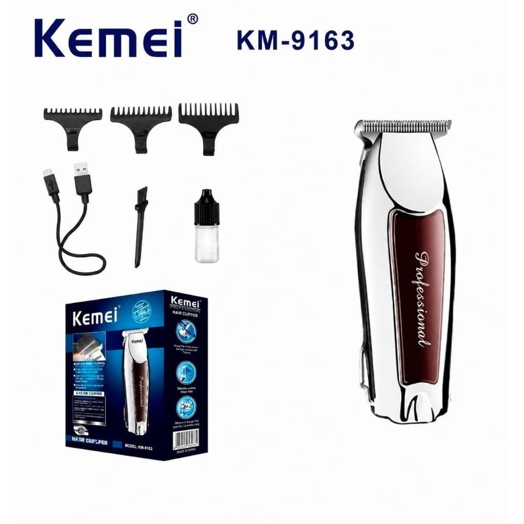 Kemei KM-9163 Máquina De Acabamento Profissional Sem Fio Recarregável USB