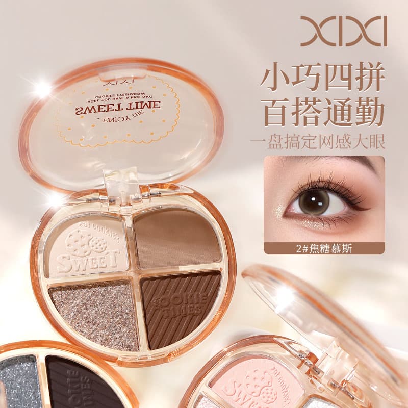 Maquiagem xixi coração história paleta de sombras de quatro cores feminino perolado fino brilhante cristal iluminando de