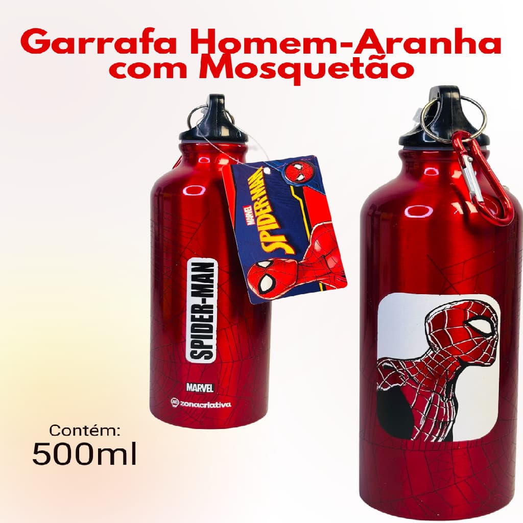 Garrafa Spider Man 500ml Original Zona Criativa