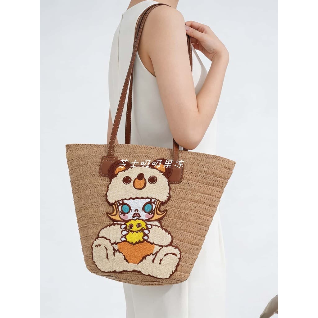 2026 Bolsa de tecido de palha de alto valor Série Mori Bolsa de ombro feminina de grande capacidade Bolsa Tote Bolsa de