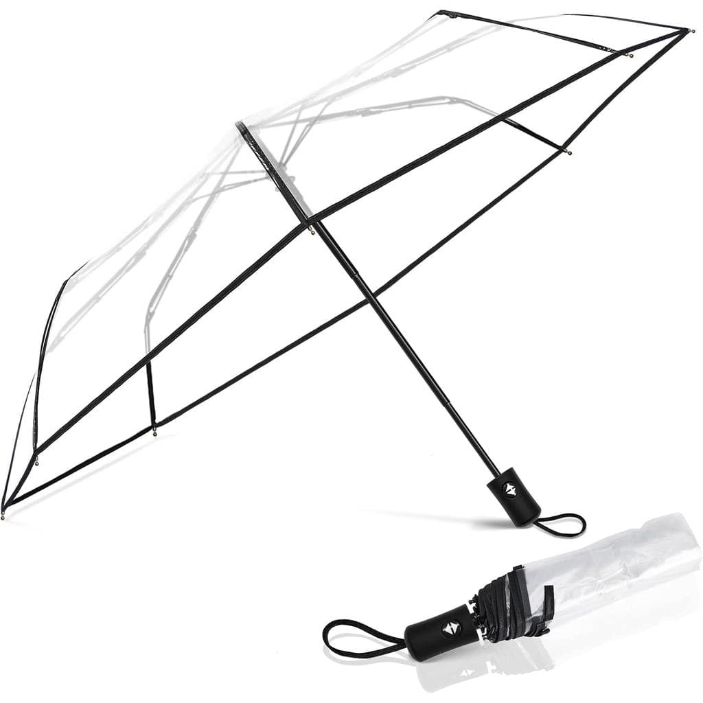 Guarda-chuva Transparente Portátil com Abertura e Fechamento Automático, Compacto e Dobrável, Grande, para Casamentos, M