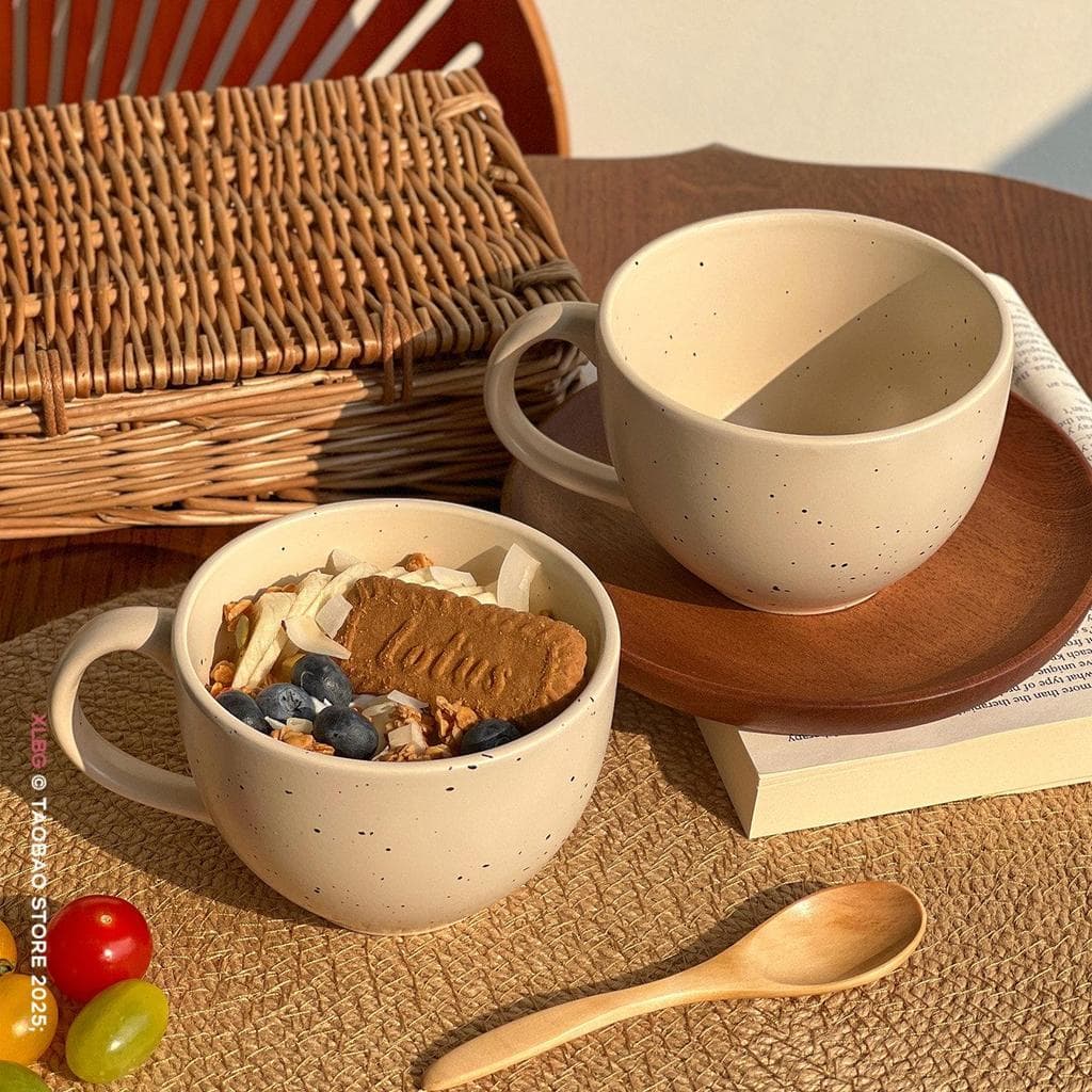 Xícara de café cerâmica estilo nórdico respingo tinta café da manhã aveia copo iogurte tigela talheres grande capacidade