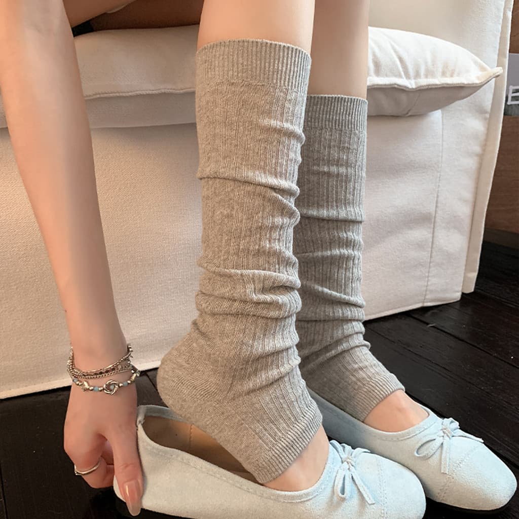 Cinza pé meias pilha meias tubo médio meias femininas malha respirável longo tubo perna capa verão fino Ballet estilo be