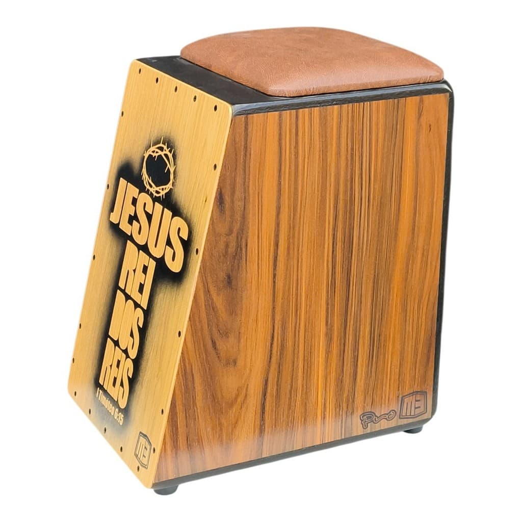 Cajón Profissional  Pró MB XLR + Baquetas Ganzá e Chimbals