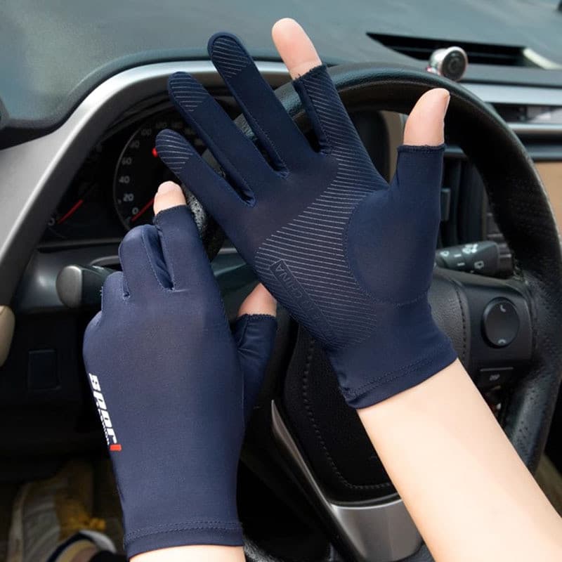 Luvas de seda gelada com proteção solar, adequadas para homens e mulheres, luvas confortáveis de alta elasticidade para