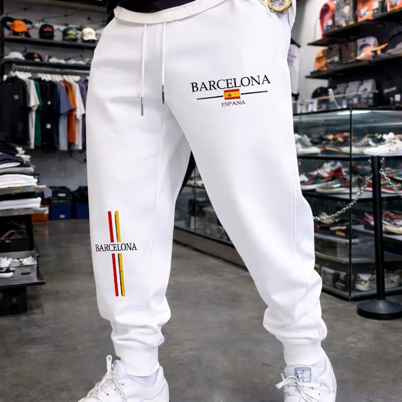 CALÇA DE MOLETOM BARCELONA ADULTO UNISSEX 100% ALGODÃO CAIMENTO PERFEITO IDEAL TREINO CORRIDA GYM ESTILOSA ESPORTIVA