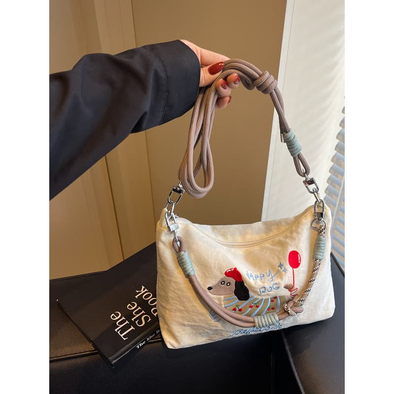 Meninas japonês Cross-body Casual Mini pequeno saco de ombro portátil saco do telefone móvel bonito padrão bordado Outin