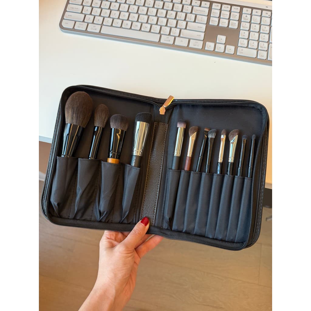 Bolsa de escova com zíper totalmente fechada estilo oficial japonês!Bolsa de armazenamento de pincel de maquiagem portát