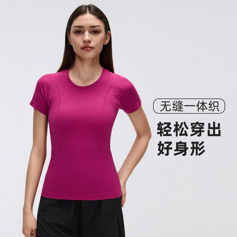Exportação de comércio exterior novo estilo senhoras manga curta em torno do pescoço esportes camiseta correndo Fitness