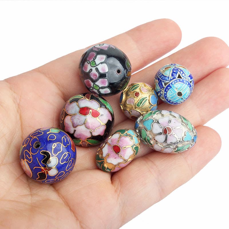 70s autêntico pequim Cloisonne coleção de produtos antigos polido imitação Dzi contas pneu de cobre filigrana esmalte co