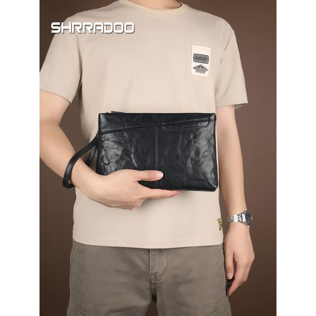 Embreagem de couro genuíno genuíno de grande capacidade embreagem do telefone móvel masculino High-End negócios embreage