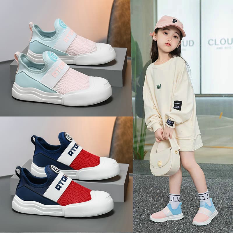 Meninas sapatos esportivos primavera outono malha respirável um Pedal leve meninas tênis de corrida crianças jardim de i