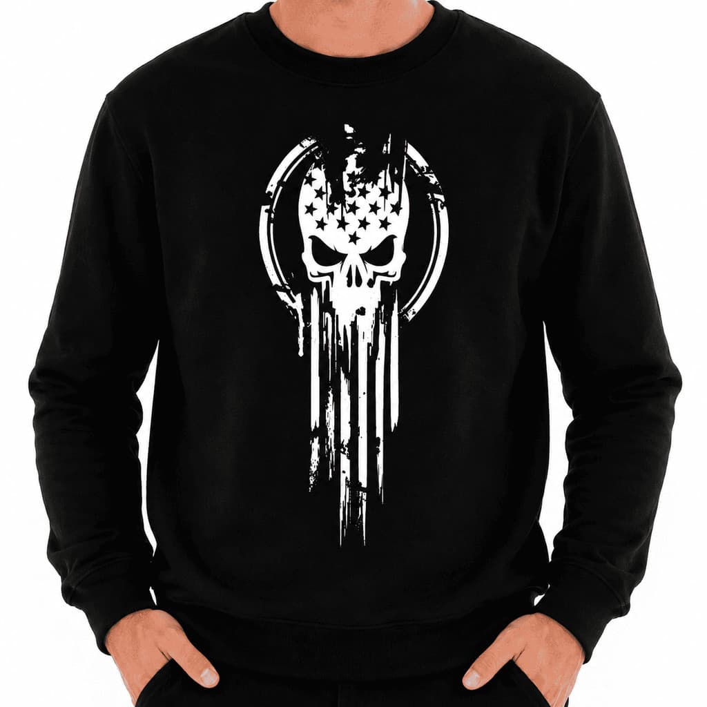 Blusa de Moletom Careca sem Capuz Flanelado DTF Vingadores Caveira
