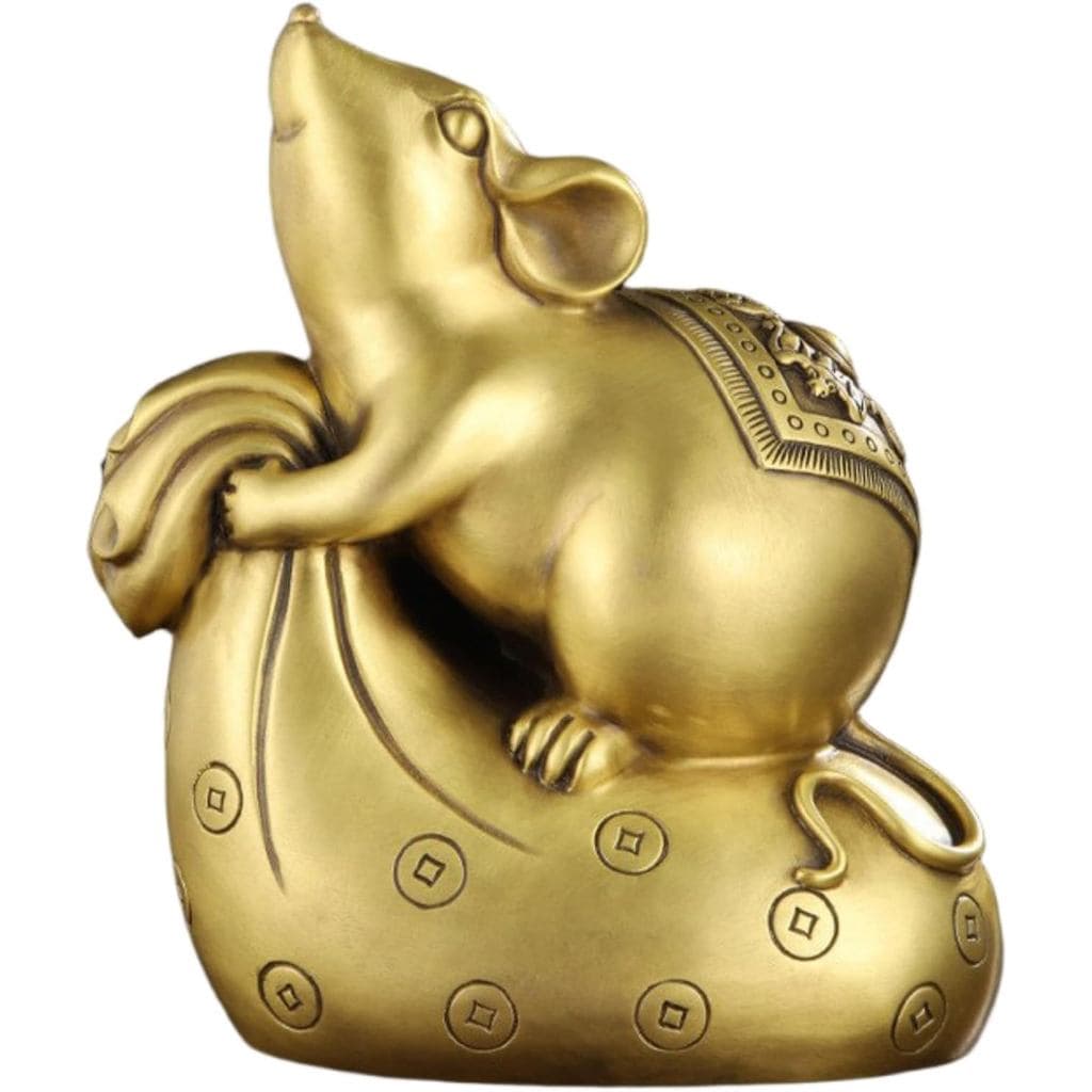 JITUIHOM Ornamento de Latão do Zodíaco do Rato, Decorações para Sala de Estar e Mesa de Jantar, Cinco Ratos Auspiciosos