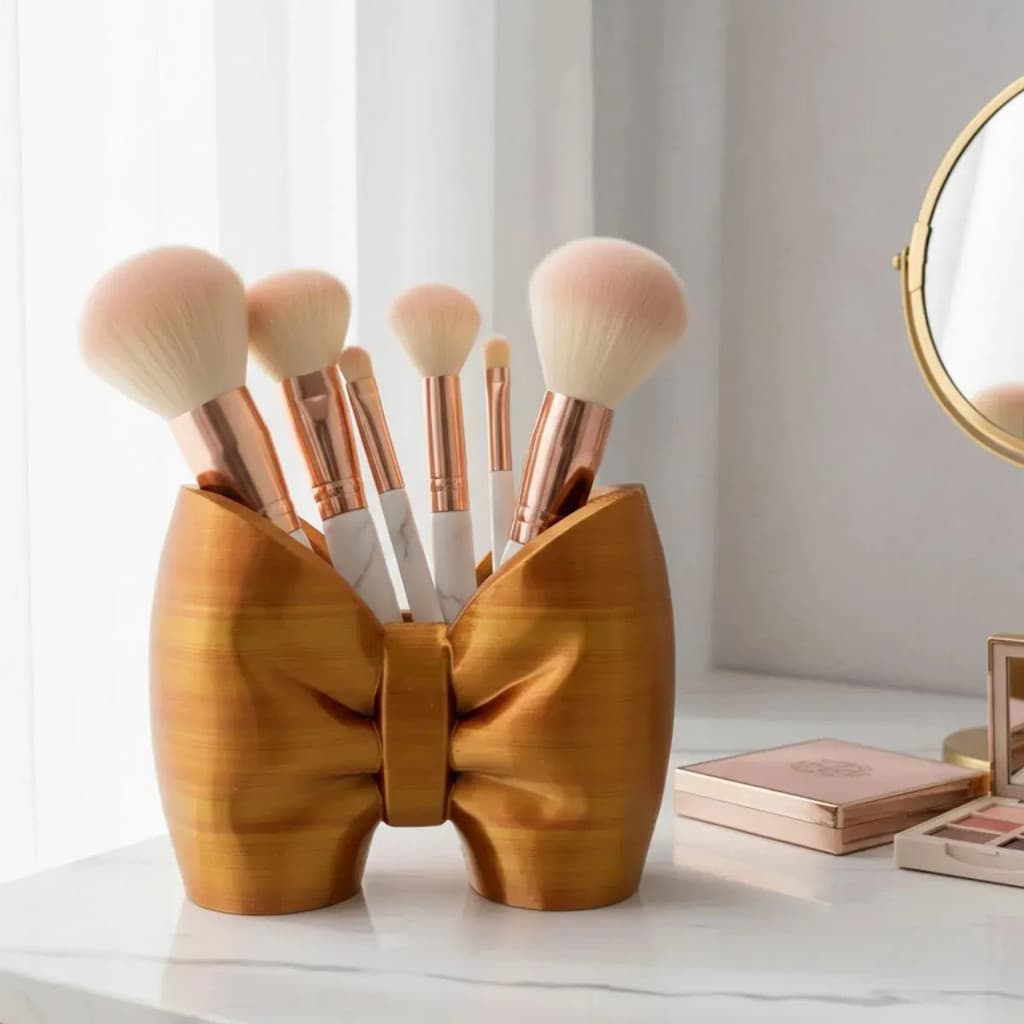 Organizador Porta Pincéis Laço Decorativo Mesa Penteadeira Maquiagem Bijuterias Decoração Multiuso
