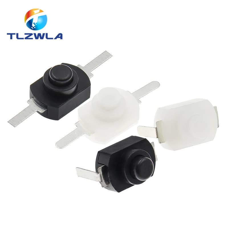10PCS Interruptor Mini de Botão de Pressão 12*8MM DC 30V 1A para Lanterna Elétrica 1208YD com Travamento Automático