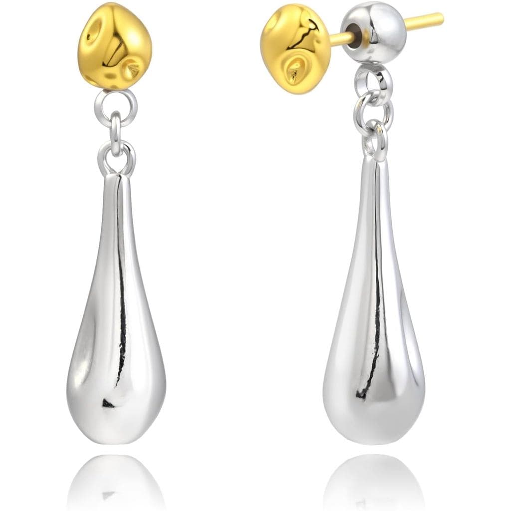 Brincos Pendentes em Forma de Gota Pequena para Mulheres, em Prata Esterlina com Banho de Ouro 14K, Brincos Delicados em