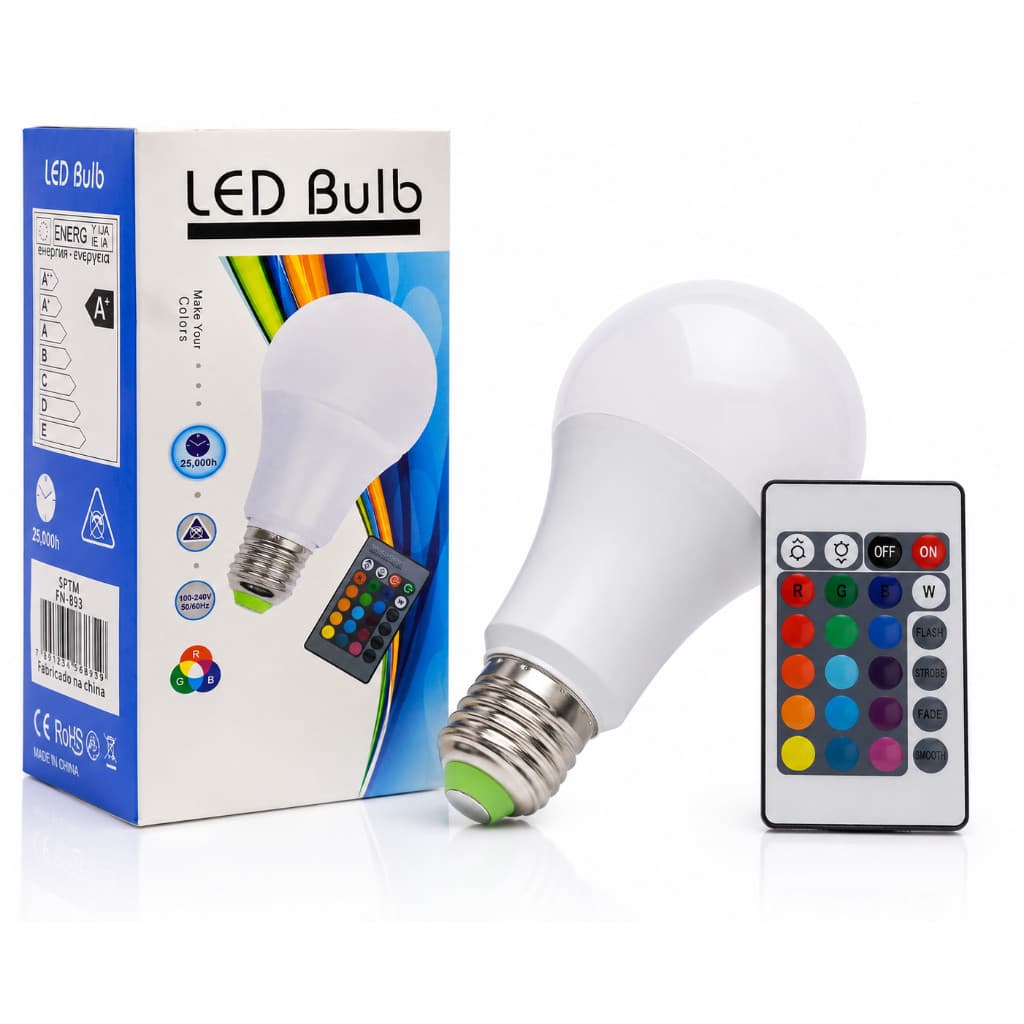 Lampada Bulbo Led Rgb 9w+controle Remoto E27