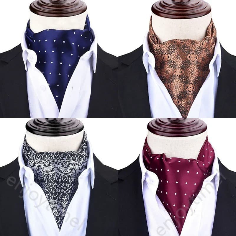 Homens Vintage Polka Dot Casamento Formal Cravat Ascot Scrunch Auto estilo britânico Cavalheiro Poliéster Pescoço Gravat