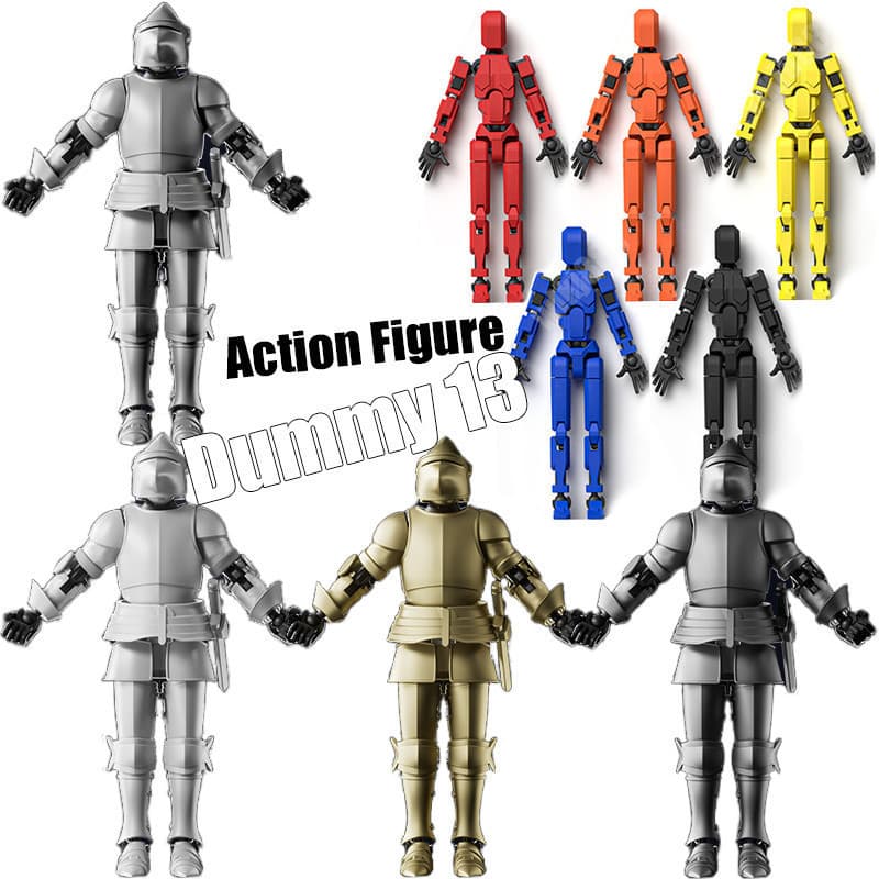 Guerreiro Medieval Dummy 13 Ação Figura Robô 3D Impressão Lucky 13 Modelo Montagem De Brinquedos