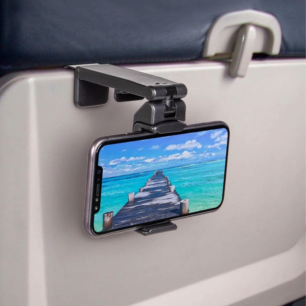 Perilogics Universal in Flight Airplane Phone Holder Mount. Hands Free Viewing with Multi-Directional Dual 360 Degree Ro