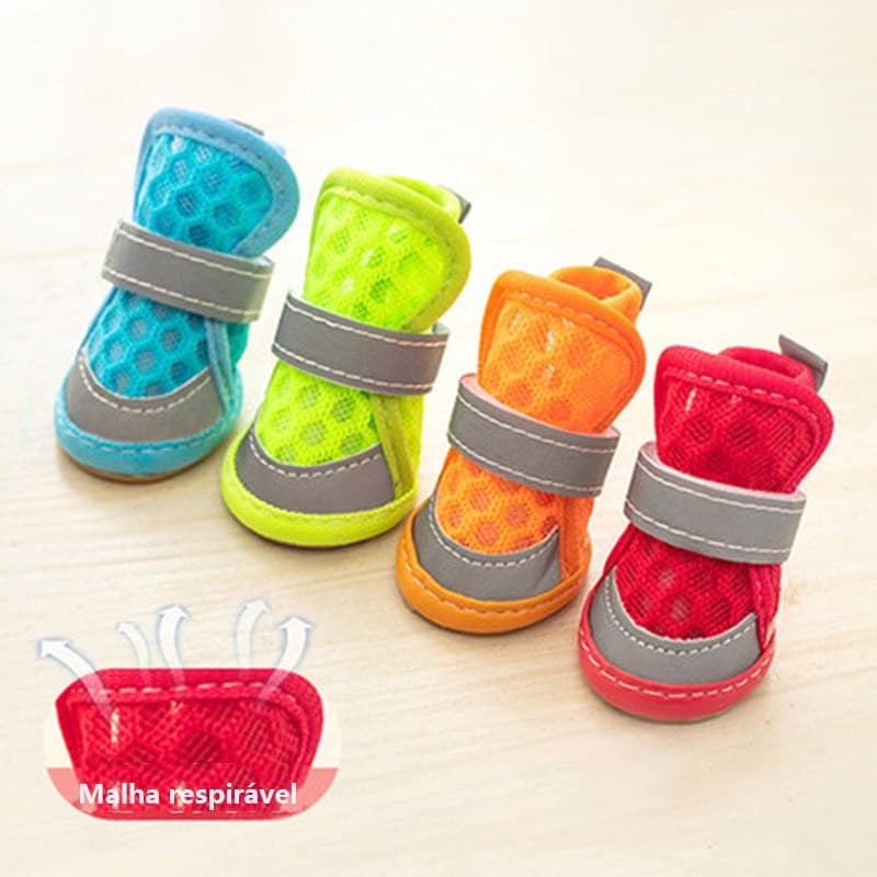 Sapatos respiráveis e refletivos para animais de estimação, sapato para cães, sapato casual de malha respirável.