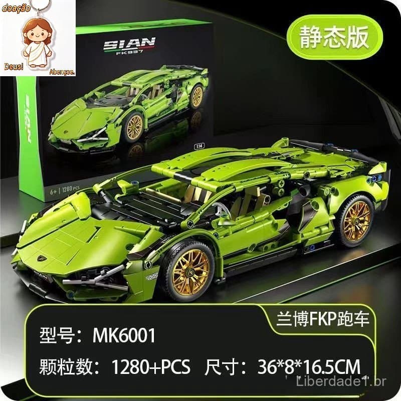 1280pcs Compatível Lego Lamborghini Racing Sports Car Car Modelo SIAN Montagem Educacional Pais-Criança Bloco de Constru