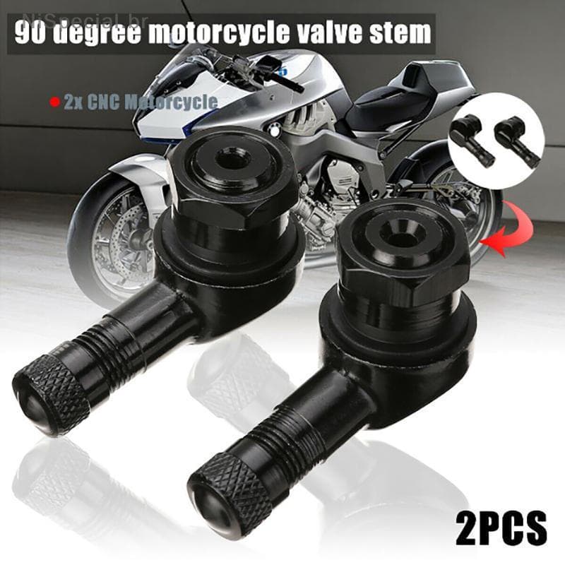 [Nis] Conjunto de 2 peças de válvula de pneu sem câmara de ar para motocicleta CNC, ângulo de 90 graus, em alumínio [BR]