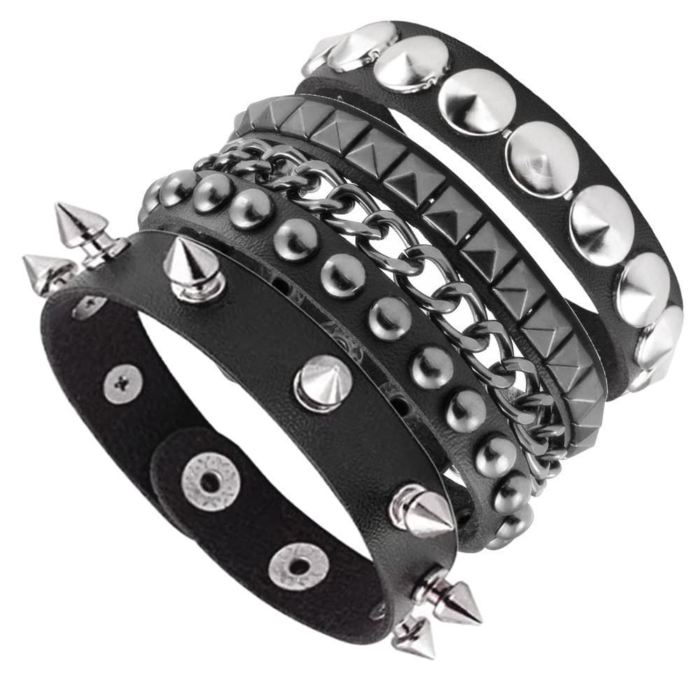 Personalidade Punk Style PU Pulseiras De Couro Conjunto De Para Homens Hip-hop Street Dance Jewelry Acessórios