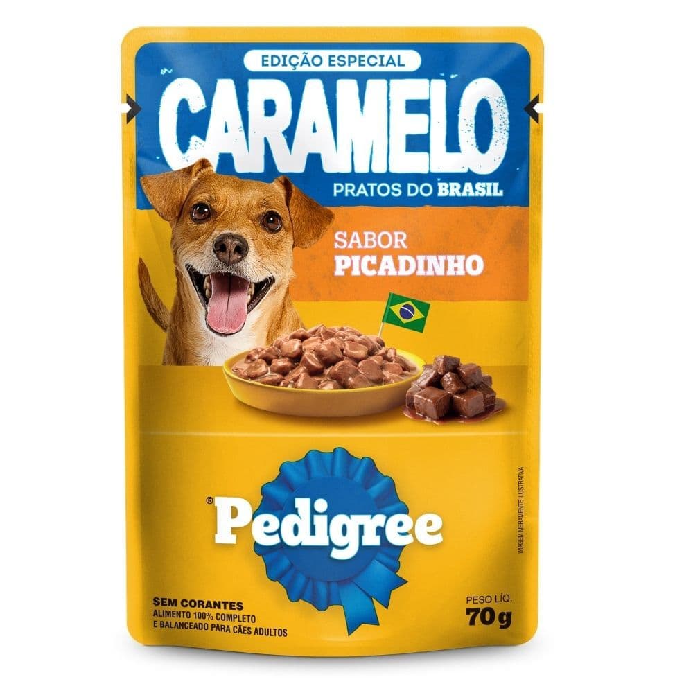 Ração Úmida para Cachorro Pedigree Caramelo Adulto Sabor Picadinho em Sachê 70g
