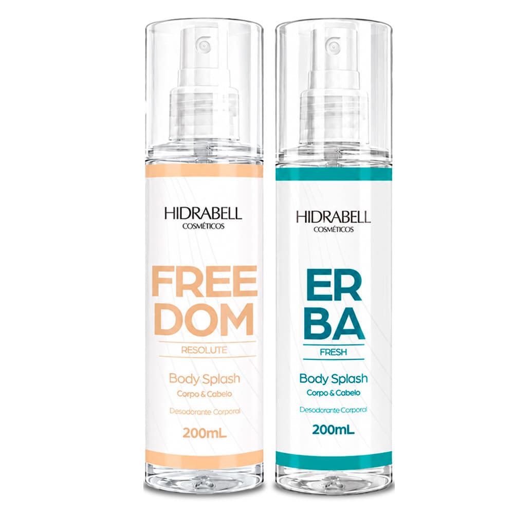 Kit 2 Body Splash Feminino Erba e Freedom Hidrabell 200ml Desodorante Colônia Perfumes Sofisticados