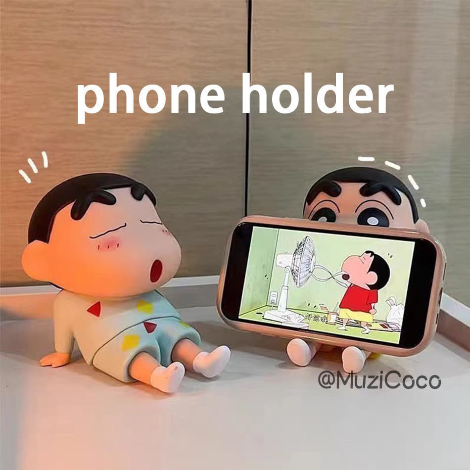 Kawaii Crayon Shin-Chan Boochan Suporte De Telefone Desktop Anime Ornamentos Assistindo Tv Dos Desenhos Animados Do Boni