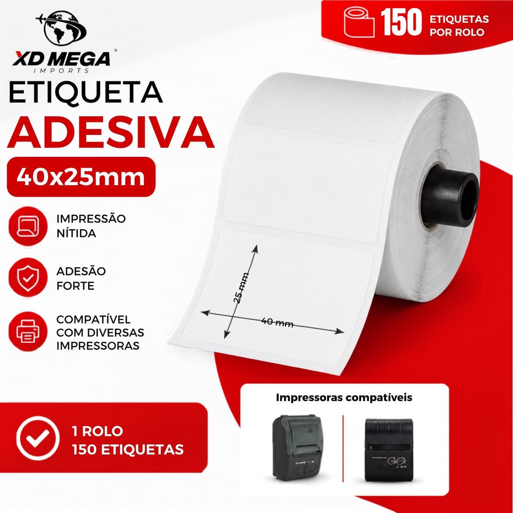 Etiqueta Adesiva 40x25 P/ Mini Impressora Ou Pos58 - 1 Rolo