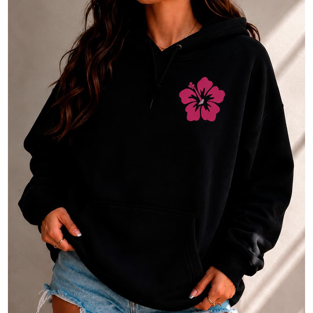 Moletom Canguru Flaneado Blusa de Frio Feminino Flor Rosa Varias Cores Premium
