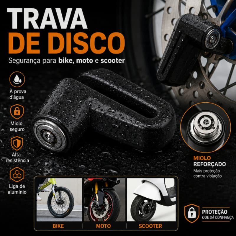 Bloqueio De Disco Antifurto Universal Para Freios De Motocicleta E Bicicleta , Trava Antirroubo À Prova De Arrombamento